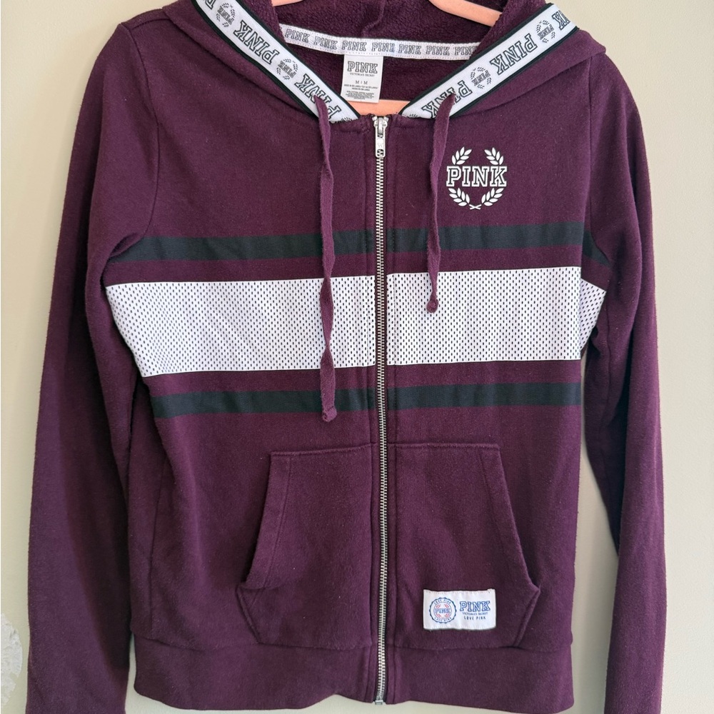 PINK Victoria's Secret Medium Burgundy Sweatshirt Zip-Up Hoodie